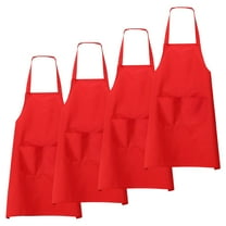 Uxcell 4pcs Bib Apron 70x60cm Unisex Restaurant Kitchen Cooking Aprons, Red