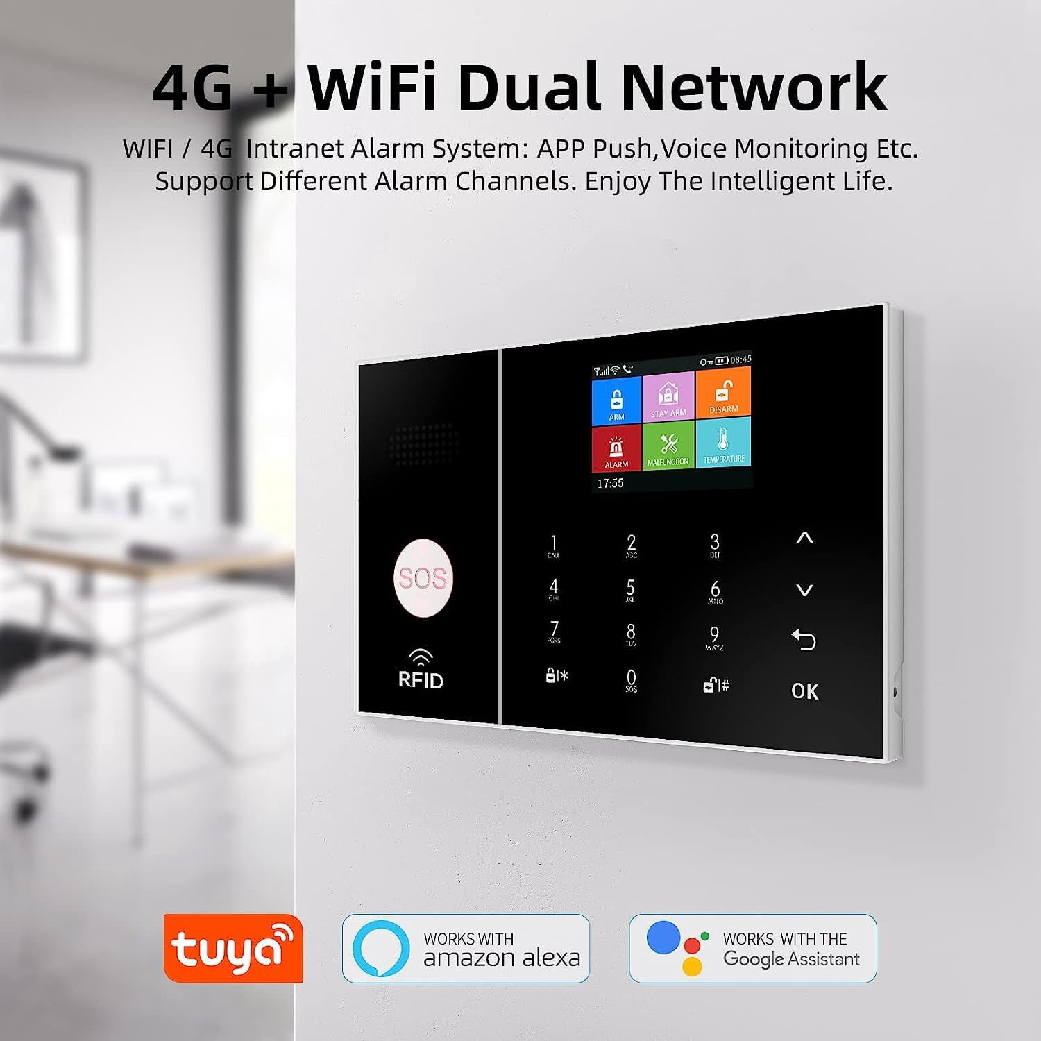 PGST WiFi+GSM/4G Home Smart Alarm Security System Kit,DIY Wireless Burglar Alert System Anti-Theft,Motion Detector,Door Window Sensor,External Siren,Smart Life Tuya APP,NO Monthly Fees (PG108-A)