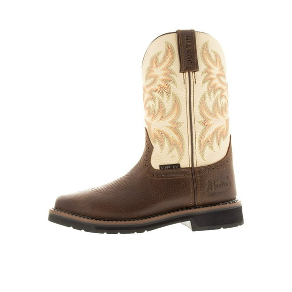 Justin Men's Driller Western Work Boot Steel Toe Dark Brown 7.5 D(M) US