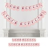 Big Dot of Happiness Baptism Pink Elegant Cross - Girl Religious Party Bunting Banner - Party Decorations - God Bless Your Baptism