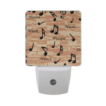 

Retro Music Notes Night Light LED Dusk to Dawn Night Lamp Auto Sensor Plug-in Nightlight for Bedroom Hallway Kitchen Set of 2