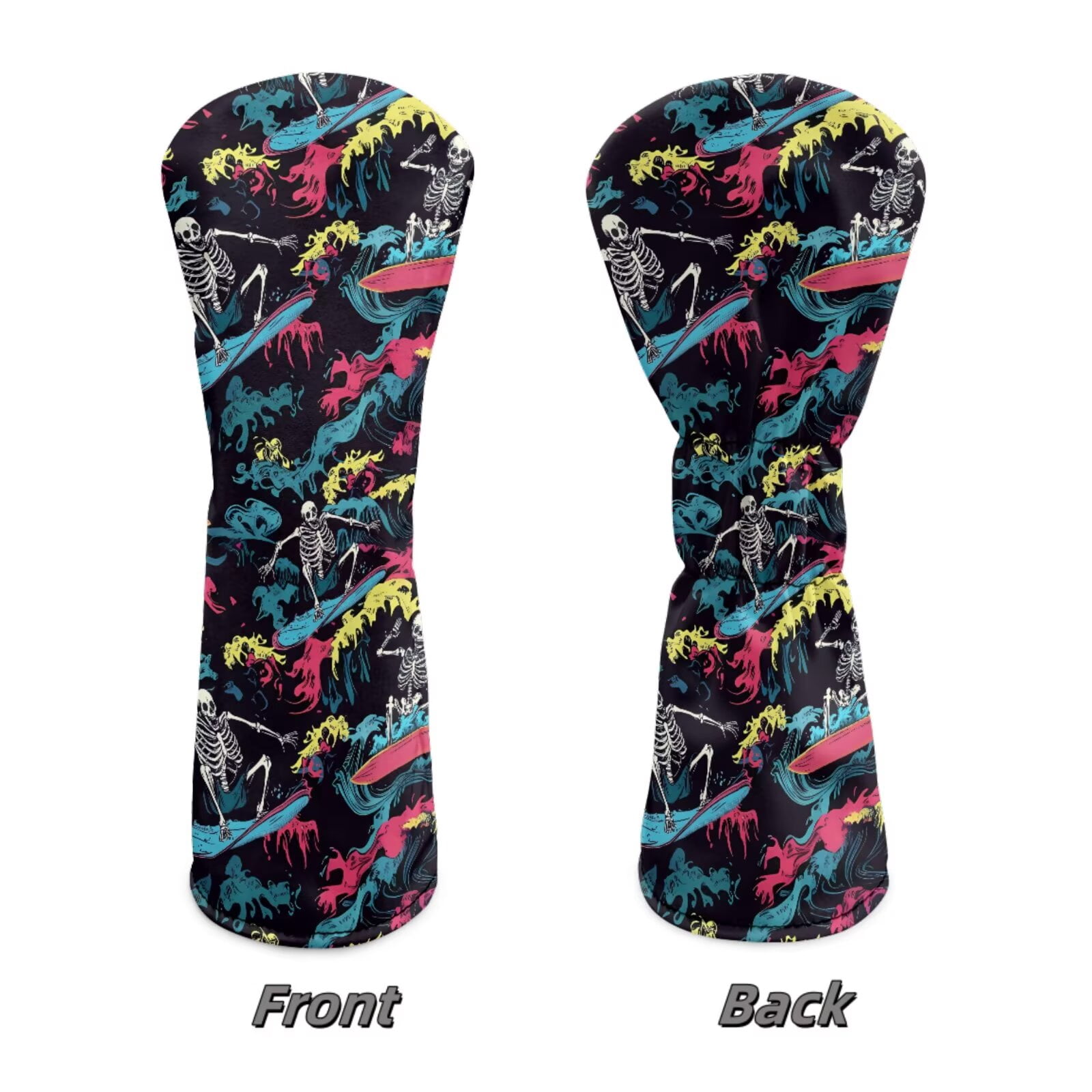 Uorisanigo Golf Club Head Covers for Fairway Woods, Drivers and Hybrid PU Leather Headcover, 3 PCS Set Funny Skull Print Headcovers for Club Protective, Wrinkle-Resistant Accessories