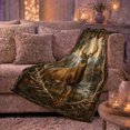 thumbnail image 6 of Stag in Forest Stream with Antler Branch Border, Regal Rustic Wildlife Art for Deer Lovers, Warm Flannel Blanket for Cabin and Lodge, Father's Day Gift, Home Decor, 6 of 9