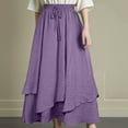thumbnail image 6 of nerohusy Womens Renaissance Elastic High Waist Skirt Drawstring Double Layered Flowy Long Skirts Vintage Boho Skirts with Pockets 2025 Purple,S, 6 of 7