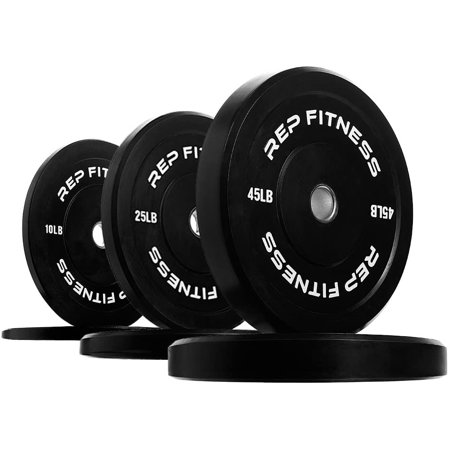 WUCEI REP FITNESS Black Bumper Plates for Strength and Conditioning Workouts and Weightlifting
