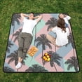 thumbnail image 5 of Palm Trees on Stripes Picnic Blanket Waterproof Beach Blankets Sandproof Large Mat with Storage Bag Camping Grass Travel Hiking Park 78"x78", 5 of 6