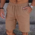thumbnail image 5 of Besolor Men's Shorts Summer Casual Knee Length Elastic Waisted Drawstring Loose Workout Half Pants with Pockets(Small,Khaki), 5 of 7