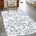 thumbnail image 2 of Area Rug for Living Room, Blue Leaves Non-Slip Indoor Large Carpet for Bedroom/Dining Room, Summer Botanical Elegant Pastoral Washable Low-Profile Rectangle Floor Runner Rugs - 4 x 6 Ft, 2 of 8