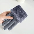 thumbnail image 4 of Xfvqtps Womens Touchscreen Gloves Plush Wrist Edge Plaid Thickened Solid Color Simplicity Hand Warmers Comfortable Soft Elegant Thermal Windproof Snow Winter Mittens Gray, 4 of 5