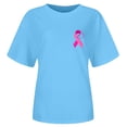 thumbnail image 4 of Yuncity Womens Shirts Awareness Month Graphic Tee Cancer Awareness Casual Crew Neck Pink Ribbon Print Top For Women Soft Blend T-Shirts Size Xl Blue, 4 of 5