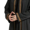 thumbnail image 4 of Olyvenn Men's Muslim Thobe Long Sleeve Embroidery Cuffs Kaftan Jubba Long Shirt Islam Clothing Abaya Dubai Arabic Jubba Robe Saudi Arabia Black 14, 4 of 5