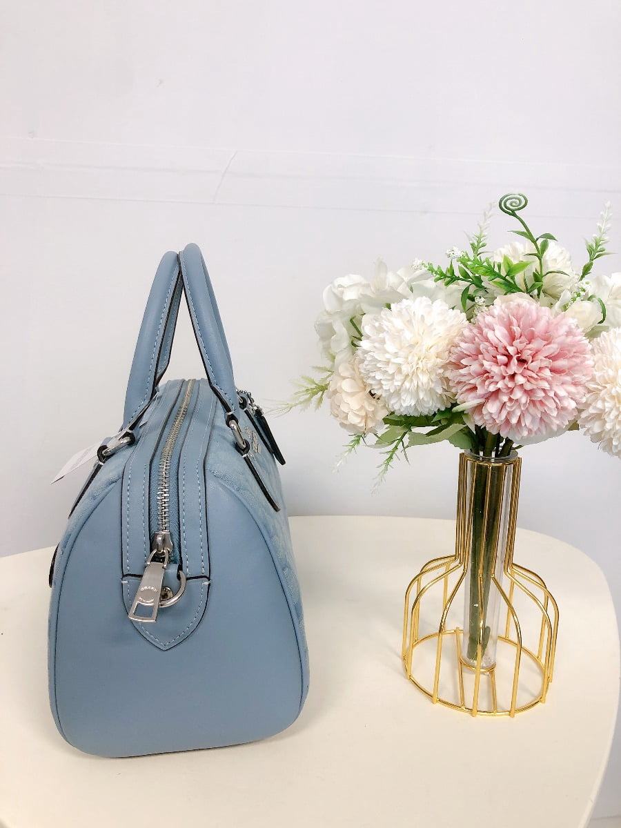 Coach Women's Rowan Medium Satchel In Signature Canvas with Hula Print (Chalk / Glacier White Multi)