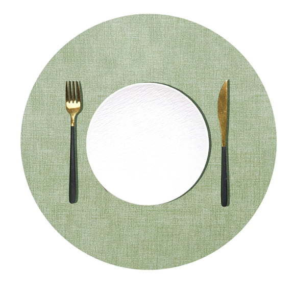 XmhyTop Circle Placemats,6 Pcs Light green Leather Round Place Mats for Table, 33cm Diameter (12.99in) - Stylish Individuales para Mesa, Durable Dining Table Protectors, Easy to Clean