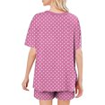 thumbnail image 6 of Dianli Everyday Loungewear Summer Pajamas Solid Color Short Sleeve Pajama Set Round Neck Top With Pants Lightweight Breathable Cotton Blend Elastic Waist Women's Home Sleepwear, 6 of 8