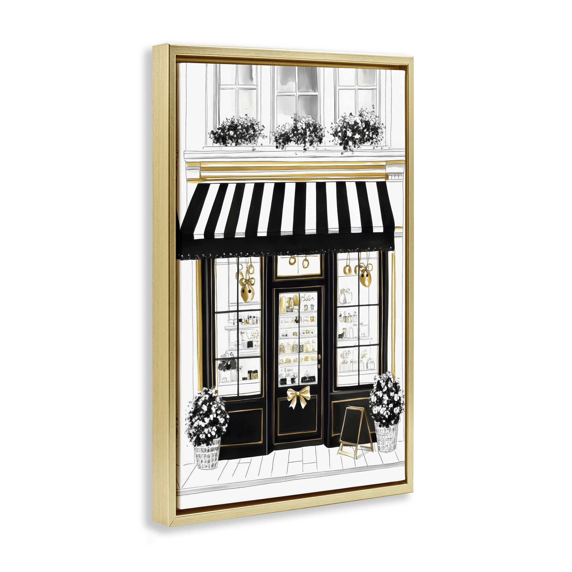 Stupell Industries Paris Storefront Window Display Gold Framed Floater Canvas Wall Art, design by Petal Prints Design