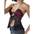 thumbnail image 3 of Arvbitana Women Lace Camisole Sleeveless Cutout See-Through Mesh Halter Cami Tops Summer Sexy Backless Asymmetric Tank Tops Gothic Clubwear Streetwear, 3 of 5