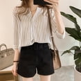 thumbnail image 3 of Minnieouse Camisa a rayas Mujer Blusa de verano Cuello Suelta Top casual Prendas para la parte del cuerpo Blanco L, 3 of 6