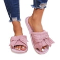 thumbnail image 5 of Willtoo Plush Open-Toe Slippers for Women with Bow, Winter Warm Soft Non-Slip Indoor Slides, Breathable Casual House Slippers, 5 of 6