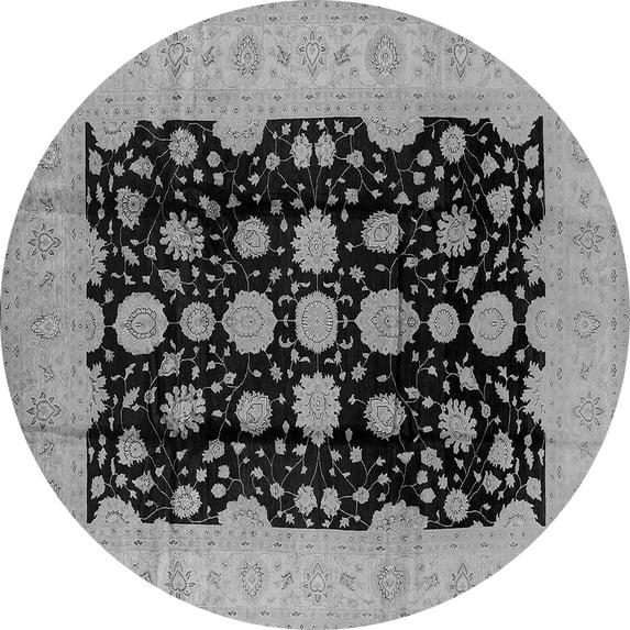 Ahgly Company Indoor Round Oriental Gray Industrial Area Rugs, 5' Round