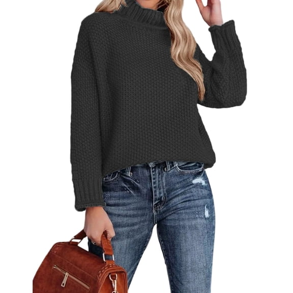 Women's Turtleneck Long Sleeve Loose Fit Sweater
