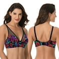 thumbnail image 6 of Curve Muse Plus Size Minimizer Underwire Bra with Floral and leopard Print-2pack-CORAL,BLACK PRINT (Size:48D), 6 of 7