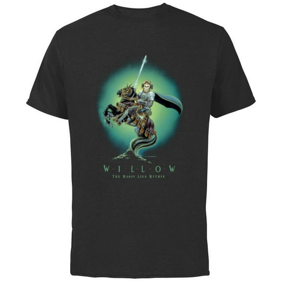 Lucasfilm Willow Movie General Kael on Horse Illustrated - Short Sleeve Cotton T-Shirt for Adults - Customized-Black