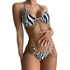 thumbnail image 2 of TRKIYQC Bikini de dos piezas para mujer Sujetador de cadena de metal de cebra sin mangas de corte bajo Bragas de entrepierna triangulares, Ropa de mujer TRKIYQC moderno, 2 of 9