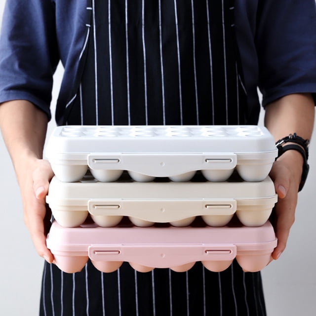 OUNONA 2Ud Caja Para Guardar Huevos Plástica Rosa Con 18 Espacios Apilable Para Refrigerador Y Organizado