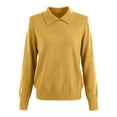 thumbnail image 4 of Comdrip Womens Knit Sweater, Warm Sweaters for Women V Neck Classic Soft Pullover Sweater Loose Casual Long Sleeve 2025 Fall Winter Work Sweaters for Women office Yellow 2XL, 4 of 9