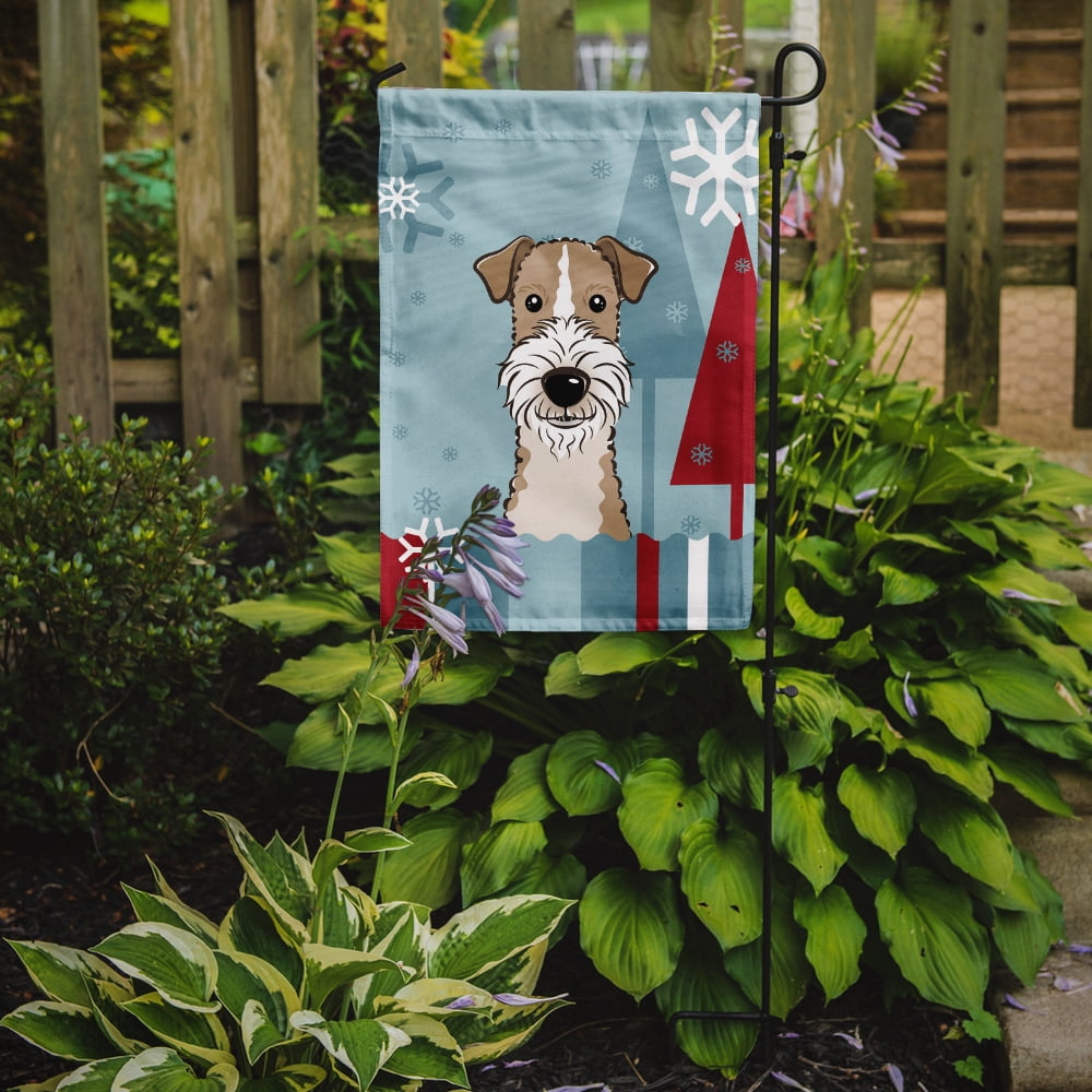 Caroline's Treasures BB1743GF Winter Holiday Wire Haired Fox Terrier Flag Garden Size , Small, multicolor