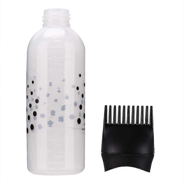 Botella aplicadora de tinte para el cabello con peine para raíces, 170 ml, herramienta profesional para teñir el cabello, color negro.