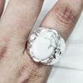 thumbnail image 3 of Howlite Mans Ring, Natural White Howlite Ring, Birthstone, Silver Jewelry, 925 Silver Ring, Birthday Gift, Heavy Mens Ring, Arabic Design, Ottoman Style Ring, Christmas, Turkey Mens Signet Ring, 3 of 5