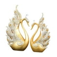 thumbnail image 2 of FashionCha 2 Pieces Love Swan Statue Swan Sculpture Statues Collection Animal Creative Home golden, 2 of 9