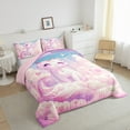 thumbnail image 3 of Manfei Chic Pet Cat Queen Comforter Set,Fairy Tale Theme Bedding Sets,Colorful Loves Flowers Bedding Comforter Set For Girls,Microfiber Bedroom Decor Reversible,3pcs, 3 of 8