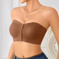 thumbnail image 3 of VISALY Strapless Front Closure Bra for Women Non Slip Padded Bandeau Bra Seamless Wirefree Underwear Strapless Bandeau Bralette Front Hook Padded Non Slip Seamless Push Up Tube Top Bra Brown Xl, 3 of 8
