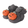 thumbnail image 2 of Baby Pumpkin Slippers, Warm Fuzzy Newborn Booties for Boys Girls, Soft Sole Infant Walking Shoes, Halloween Winter Cozy Crib Shoes, 2 of 6