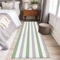 thumbnail image 4 of 2'x6' Rug Runners for Hallways Kitchen, Sage Green Grey Striped Non Slip Entryway Beside Floor Carpet Runner, Farmhouse Sage Green Stripes Washable Laundry Room Bedroom Throw Rugs Mat for Family Pet, 4 of 8