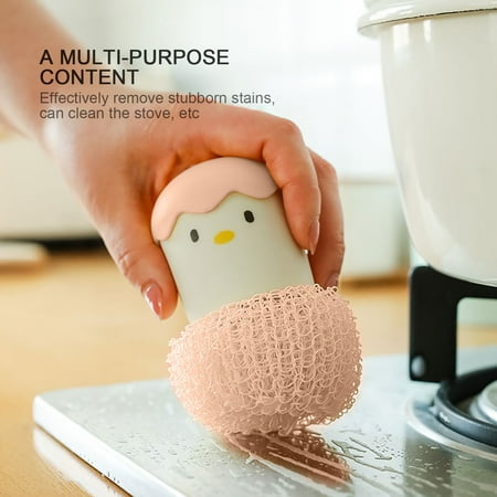 

Cartoon Chicken Cleaning Brush With Handle Washing Pot Brush Cleaning Ball Cleaning Brush TANGNADE