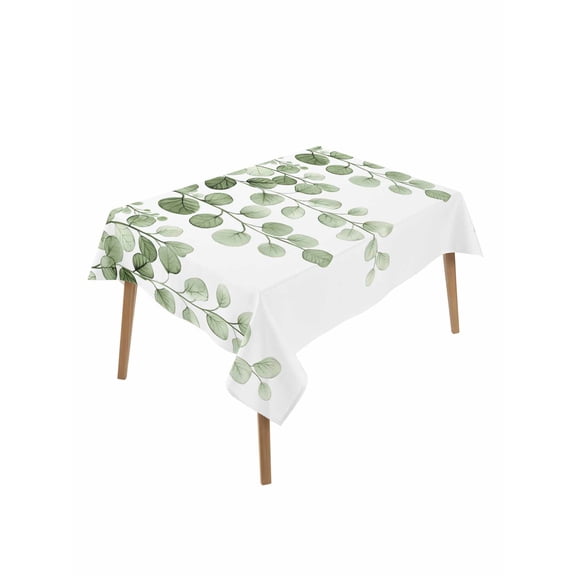 Sage Green Eucalyptus Leaves Table Cloth, Spring Country Botanical Waterproof Tablecloth for Rectangle Tables, Reusable Washable Fabric Table Cover for Restaurant Kitchen Dining Tables 60"x84"