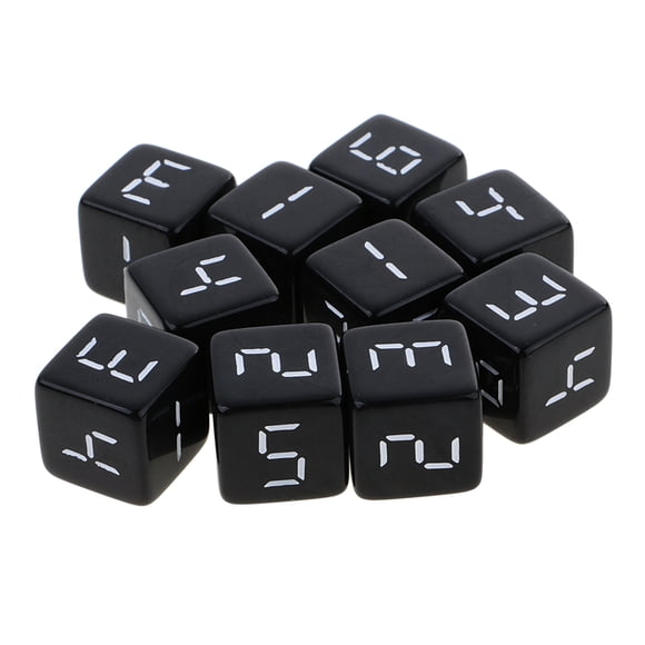 Juego de 10 Dados D6 Sunnimix Negro Con Números Blancos Para juego de Mesa 16 mm