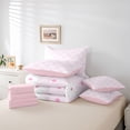 thumbnail image 6 of Feelyou Cute Cartoon Flower Twin Bedding Sets 7-Piece for Teens, Pink Blossoms Floral Bedding Comforter Set, Princess Style Reversible Sheet Sets, Breathable Home Decor, 6 of 8