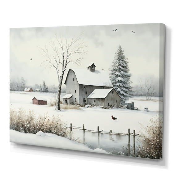 Designart Cold Winter View On The Country IV Canvas Wall Art