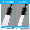 thumbnail image 3 of Swivel Faucet Aerator, Filter Saver Kitchen Faucet Head 2 Modes Adjustable Sprayer - for Faucets with External Thread Nozzle M24 Internal Thread(Black), 3 of 5