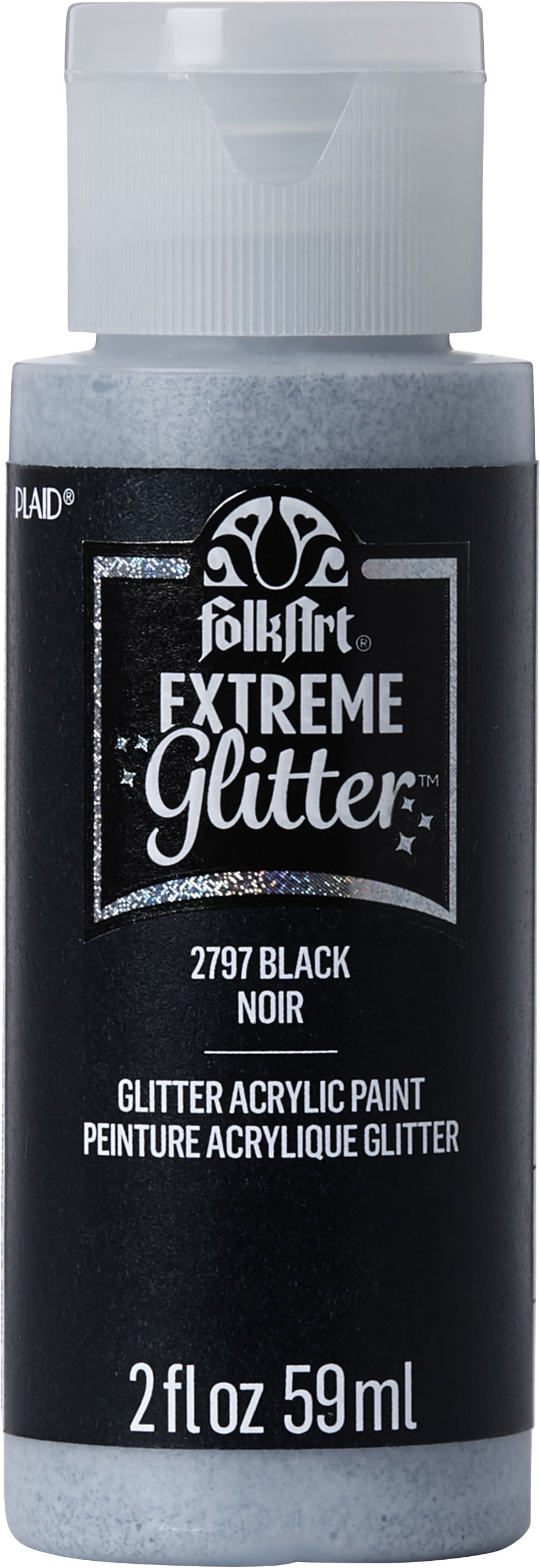 FolkArt 2797E Extreme Glitter Acrylic Craft Paint, Glitter Finish, Black, 2 fl oz