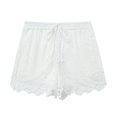 thumbnail image 2 of HH TRAF 2024 Pantalones cortos ajustados casuales para mujer, blancos, de cintura media, elásticos, con cordones, ahuecados, decorados, pantalones cortos de verano para mujer, a la moda, 2 of 5