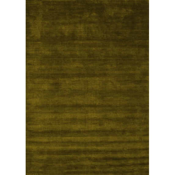 Ahgly Company Machine Washable Indoor Rectangle Abstract Yellow Contemporary Area Rugs, 7' x 10'