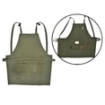 thumbnail image 1 of Delantal de correas de hombro , ​​delantal ajustable con bolsillos, delantal de trabajo de carpintero electricista, para cocina, BLESIY delantal de lona verde, 1 of 8