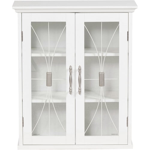 Elegant Home Fashions Delaney Bathroom Storage Mounted Wall Cabinet With Glass Doors White Com - White Wall Cabinet With Glass Doors