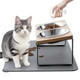 thumbnail image 1 of Cuencos elevados para gatos Summark mejorados, inclinados 15° con tapete para comida, 1 of 7