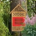 thumbnail image 2 of Natural Wooden Hanging Bee House for Gardens Natural Wooden Butterfly Hotel for Bee, Butterfly, Ladybirds, Habitat, Bee Hotel Garden, 2 of 8